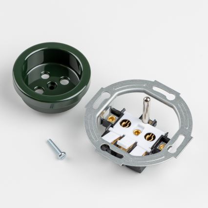 Kliklap - Retro-Wandsteckdose mit Rahmen, 230 V, grün