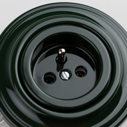 Kliklap - Retro-Wandsteckdose mit Rahmen, 230 V, grün