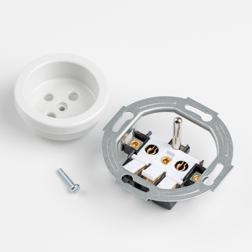 Kliklap - Retro-Wandsteckdose, rahmenlos, 230 V, Keramik, weiß