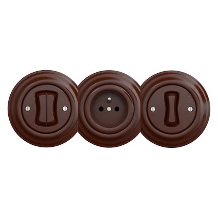 Kliklap - Retro-Wandsteckdose, rahmenlos, SCHUKO 230V/16A, braun