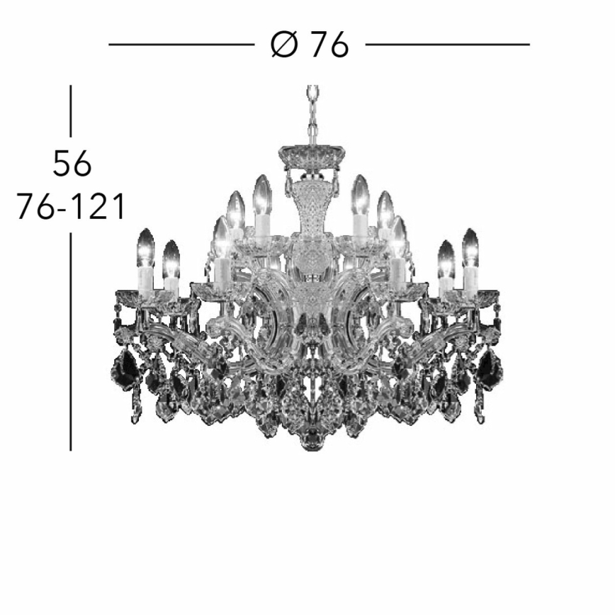 Kolarz 3149.88+4.3.KoT - Kristall-Kronleuchter an Kette MARIA LOUISE 12xE14/40W/230V 24K Gold