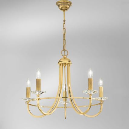 Kolarz 330.85.8C - Kristall-Kronleuchter an Kette IMPERIAL 5xE14/60W/230V Gold