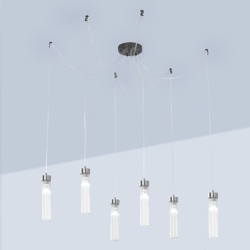 Kolarz 6009.30660 - Hängeleuchte RAGGIO 6xE14/25W/230V Spinne matt Chrom