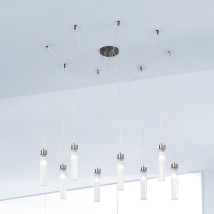 Kolarz 6009.30860 - Hängeleuchte RAGGIO 8xE14/25W/230V Spinne matt Chrom