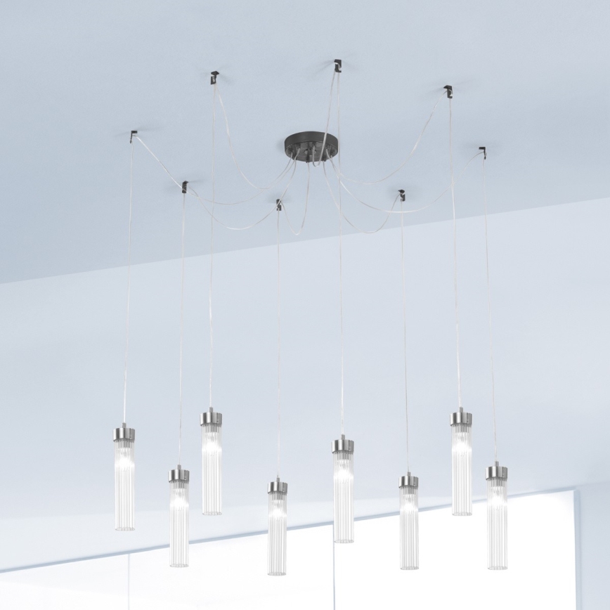 Kolarz 6009.30860 - Hängeleuchte RAGGIO 8xE14/25W/230V Spinne matt Chrom