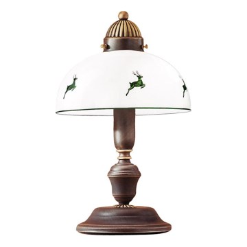 Kolarz 731.73.100 - Tischleuchte NONNA 1xE27/75W/230V braun/Hirsch grün