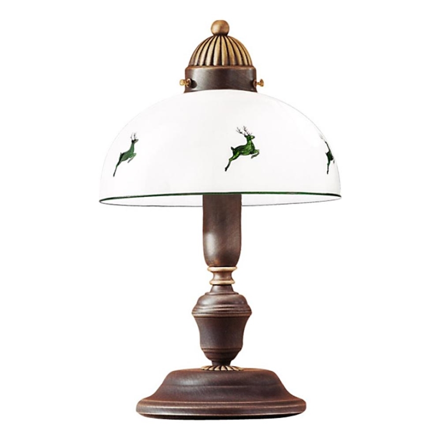 Kolarz 731.73.100 - Tischleuchte NONNA 1xE27/75W/230V braun/Hirsch grün
