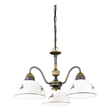 Kolarz 731.83.133 - Hängeleuchte an Kette NONNA 3xE27/75W/230V Hirsch grau