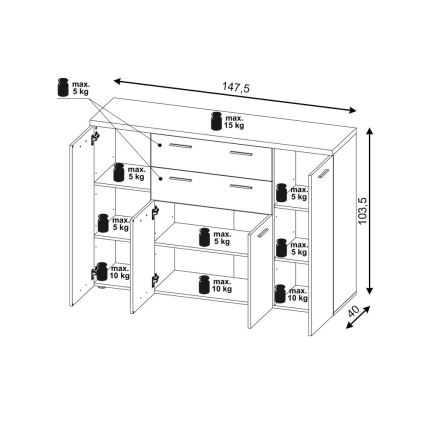 Kommode BRUNO Sonoma-Eiche/weiß