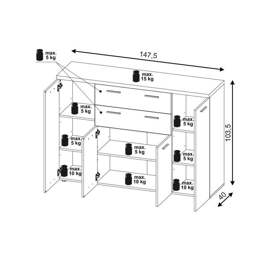 Kommode BRUNO Sonoma-Eiche/weiß