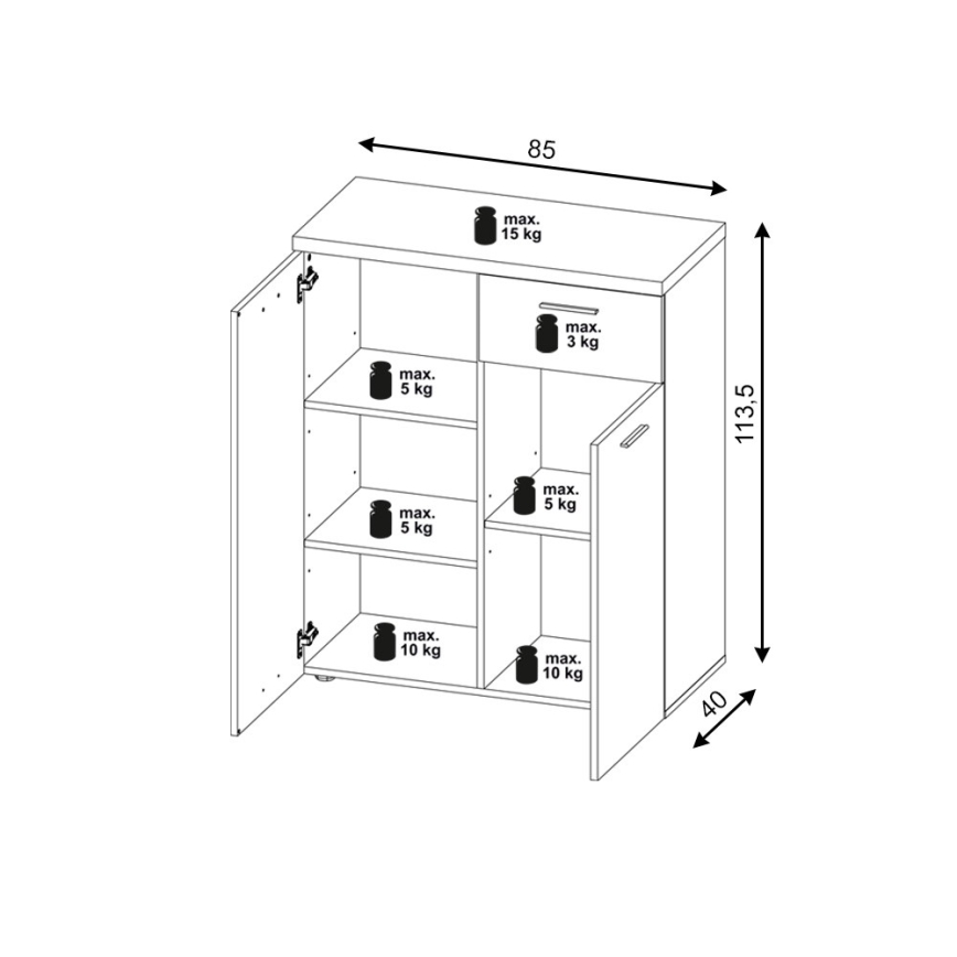 Kommode BRUNO Sonoma-Eiche/Weiß