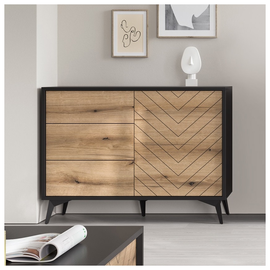 Schrank DIAMOND 77x104 cm schwarz / Eiche Evoke
