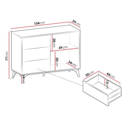 Schrank DIAMOND 77x104 cm schwarz / Eiche Evoke