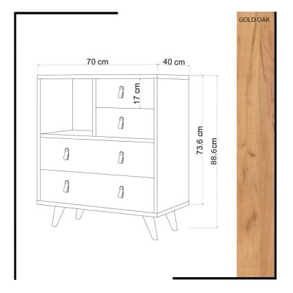 Kommode FALLOW 89x70 cm weiß/braun