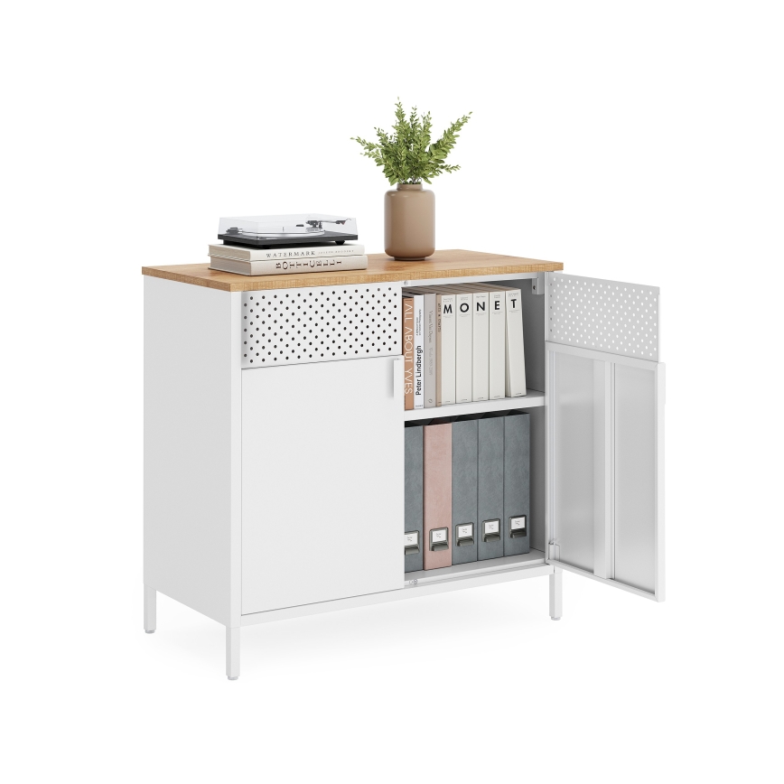 Kommode FIRA 80x40 cm weiß/eiche