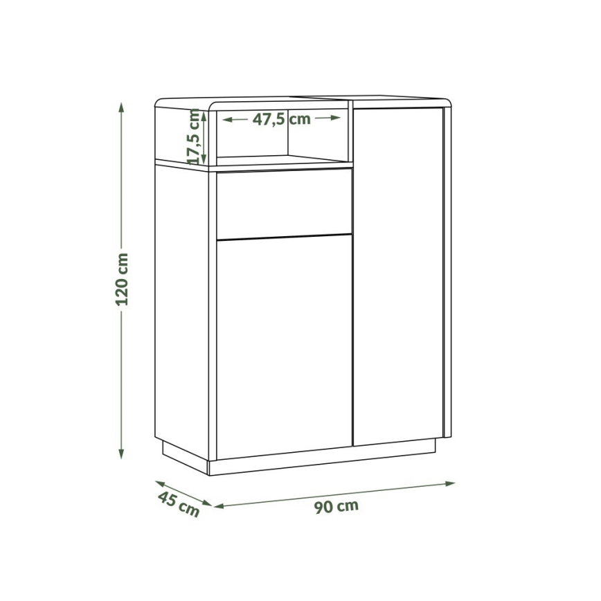 Kommode FRED mit Schublade, Anthrazit/Eiche Artisan
