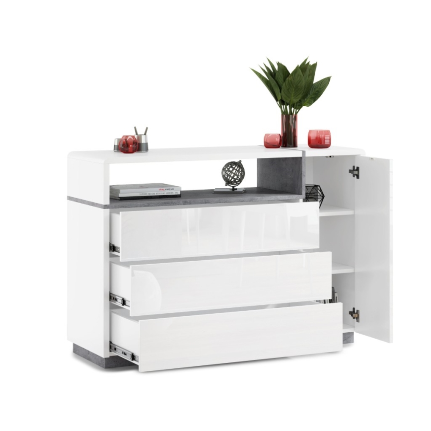 Kommode mit Schublade FRED weiß/grau