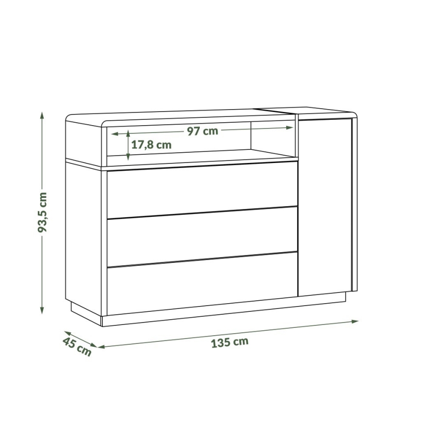 Kommode mit Schublade FRED weiß/grau