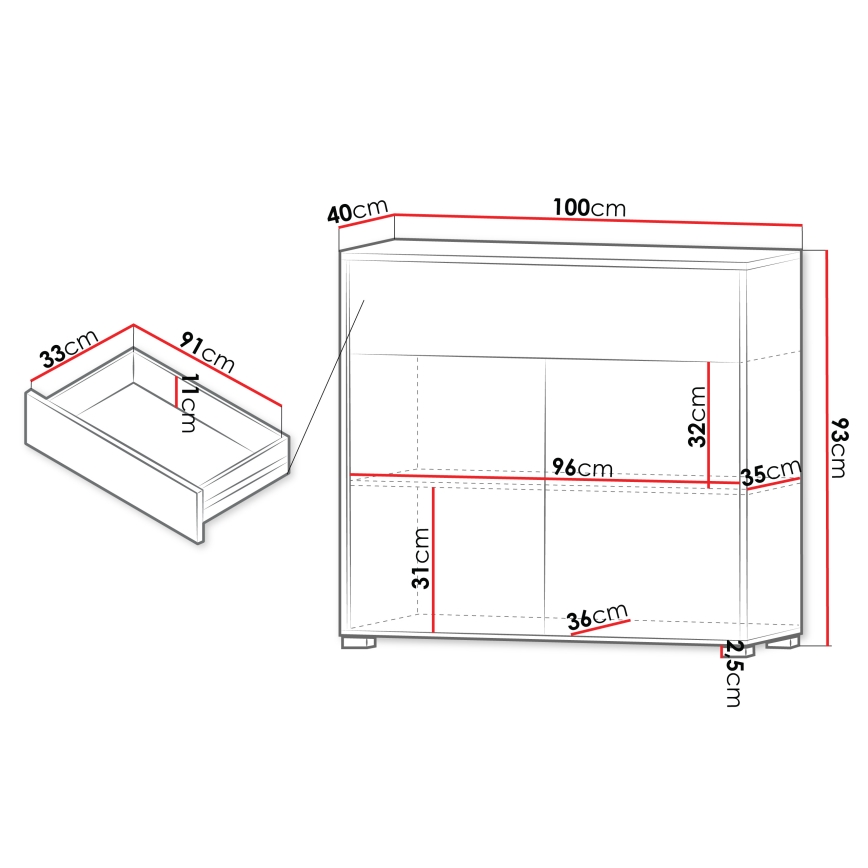 Kommode GESITA 93x100 cm Cremona-Eiche