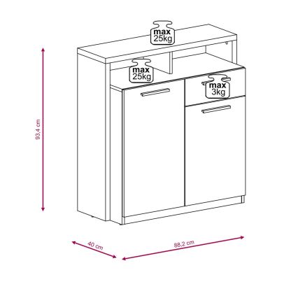 Kommode LEBY Sonoma-Eiche/Weiß