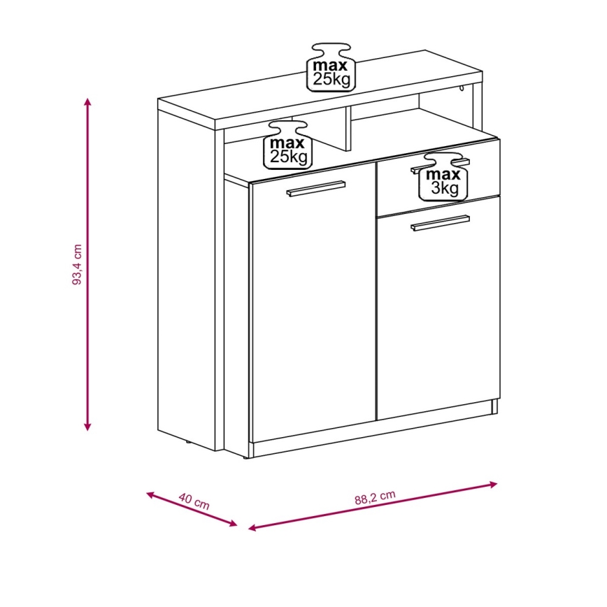 Kommode LEBY Sonoma-Eiche/Weiß