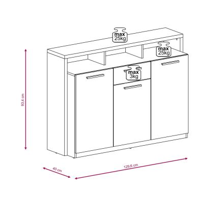 Kommode LEBY Sonoma-Eiche/weiß