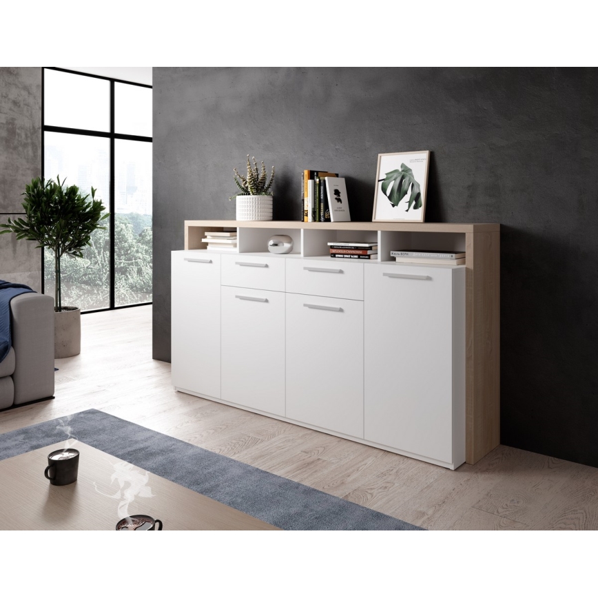Kommode LEBY Sonoma-Eiche/Weiß