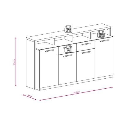 Kommode LEBY Sonoma-Eiche/Weiß
