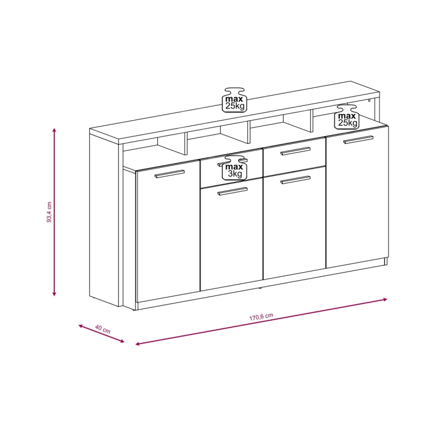 Kommode LEBY Sonoma-Eiche/Weiß