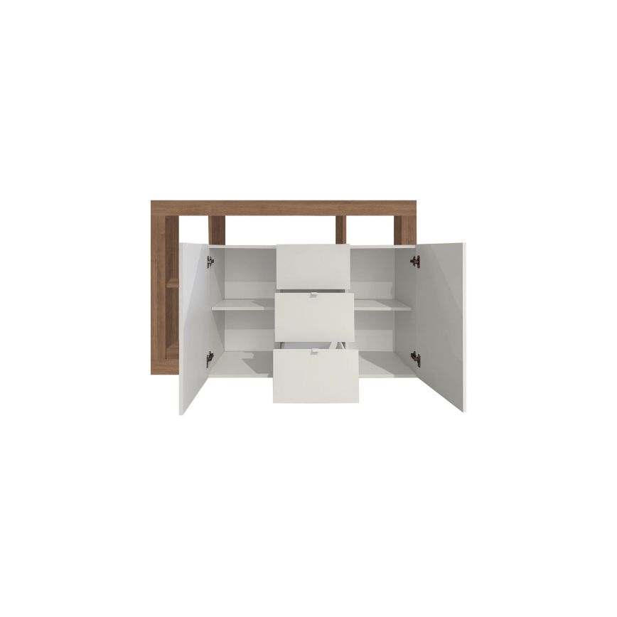 Kommode LENOR 146x93x42 cm weiß/eiche