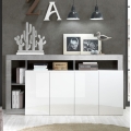 Kommode LENOR 184x93x42 cm, weiß/grau in Betonoptik