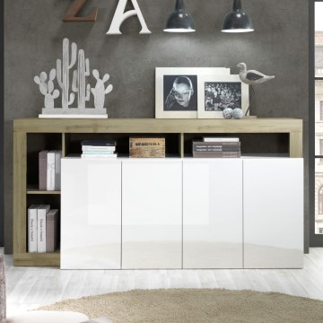 Kommode LENOR 184x93x42 cm weiß/helle Eiche
