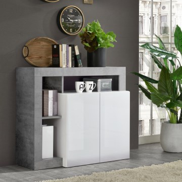 Kommode LENOR in Weiß/Grau, Betonoptik