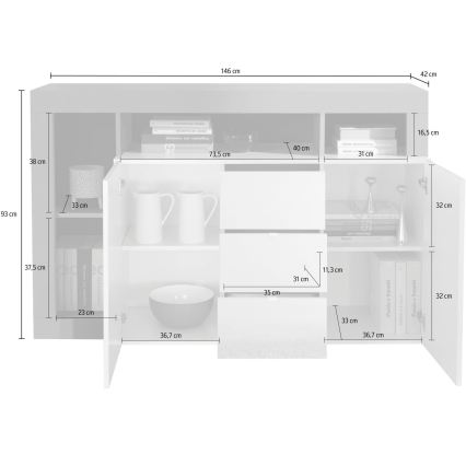 Kommode LENOR Kaschmir/Braun