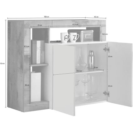 Kommode LENOR Kaschmir/Eiche