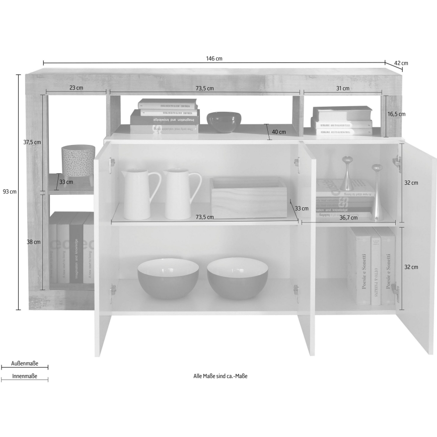 Kommode LENOR Kaschmir/Eiche