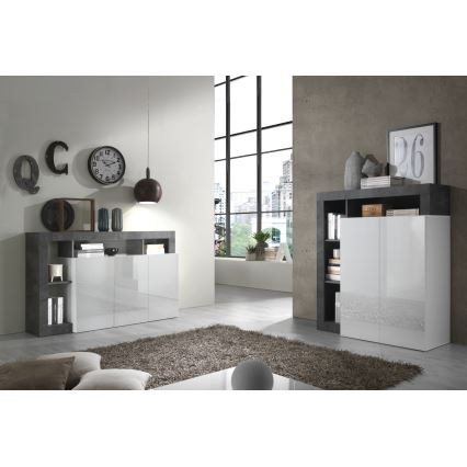 Kommode LENOR Weiß/Anthrazit