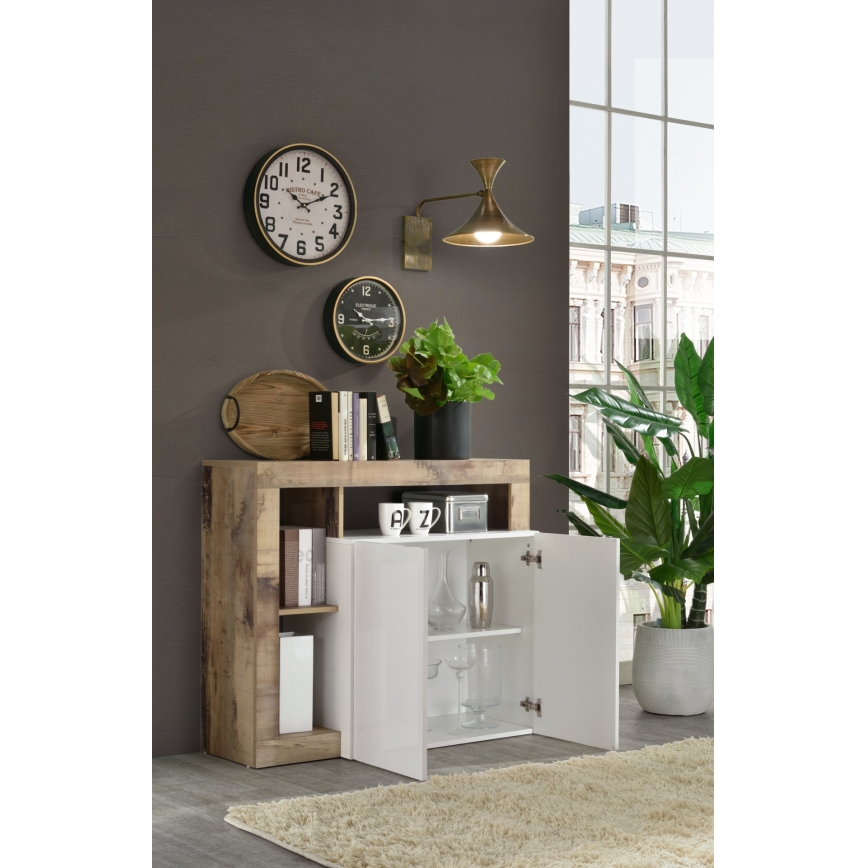 Kommode LENOR weiß/braun