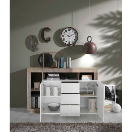 Kommode LENOR weiß/braun