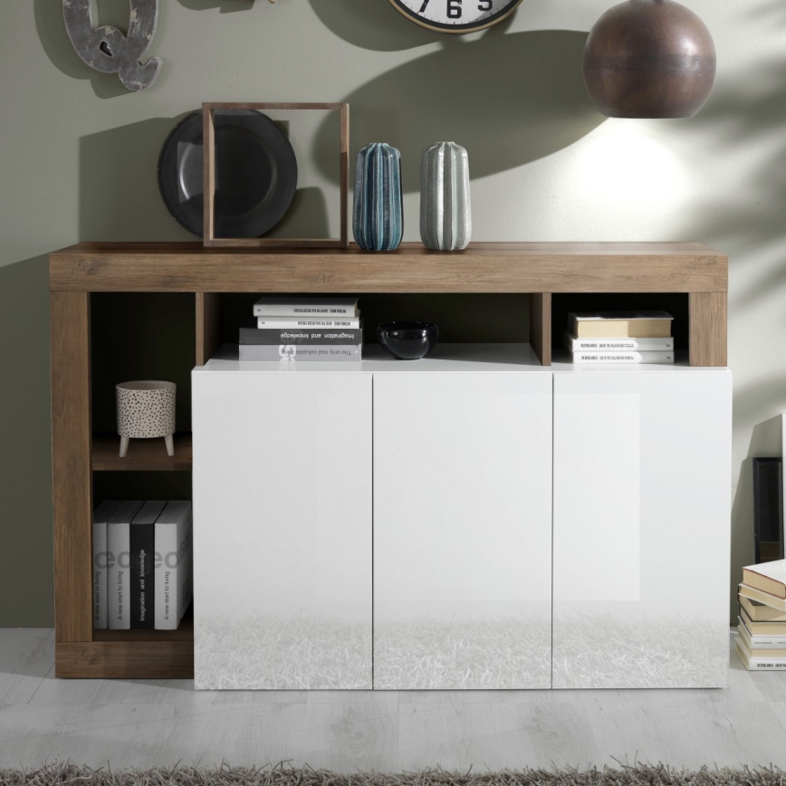 Kommode LENOR weiß/Eiche