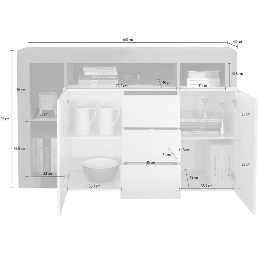 Kommode LENOR Weiß/Eiche