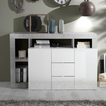 Kommode LENOR weiß/grau Betonoptik