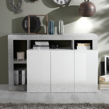 Kommode LENOR, weiß/grau in Betonoptik