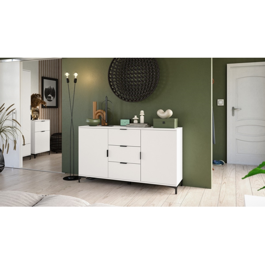Kommode mit Schubladen und Türen LORA weiß