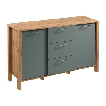 Kommode MENTA 138x81x40 cm Eiche Wotan/Grün