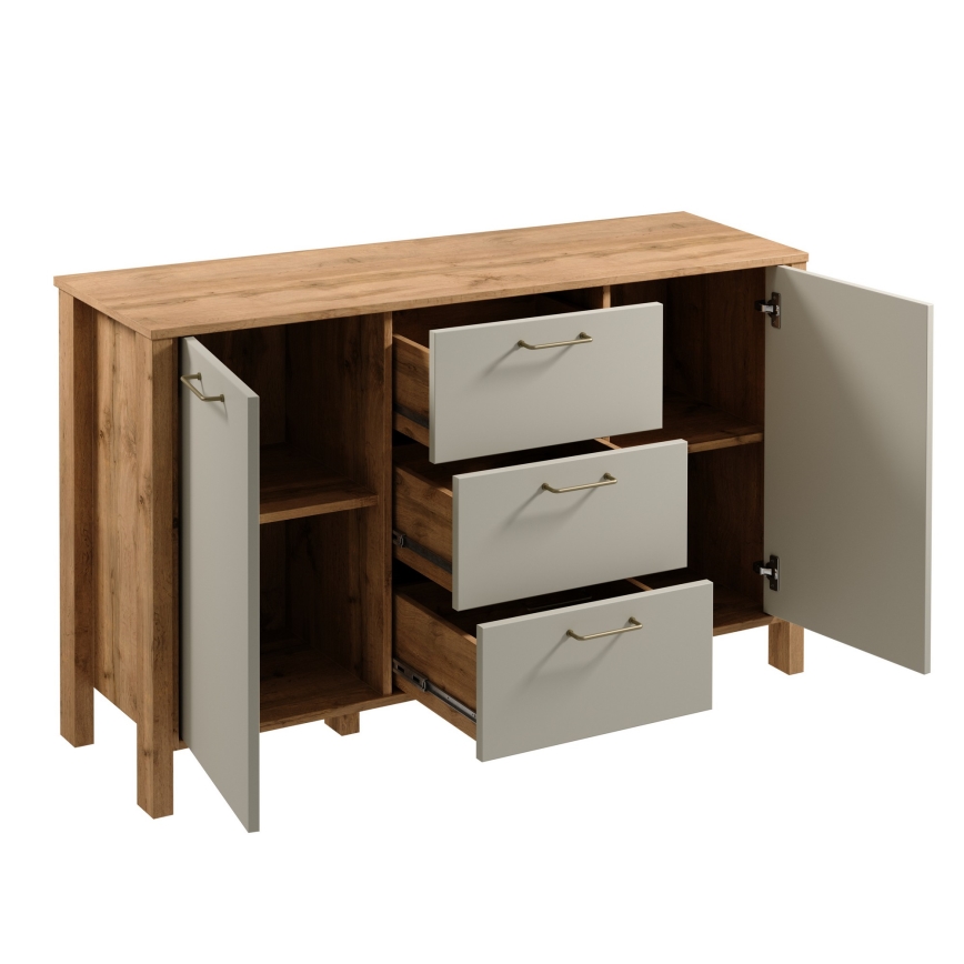 Kommode MENTA 138x81x40 cm Wotan-Eiche/grau