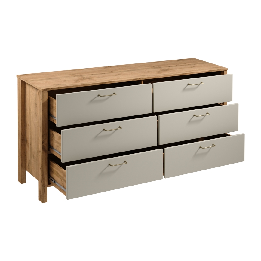 Kommode MENTA 170x81x47 cm Wotan-Eiche/Grau