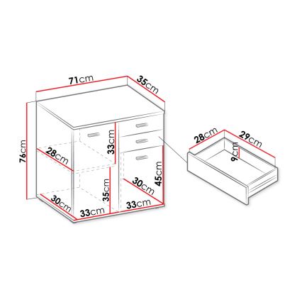 Kommode MIKE 76x71 cm weiß