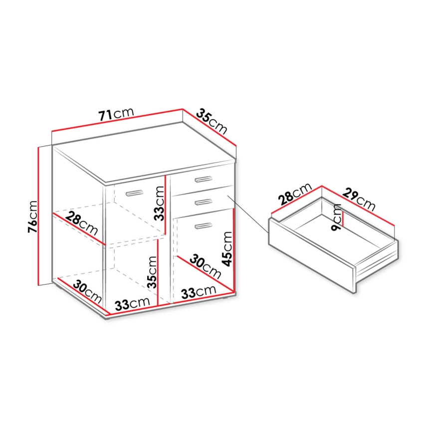 Kommode MIKE 76x71 cm weiß