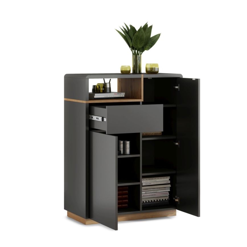 Kommode mit Schublade FRED anthrazit/Eiche Artisan